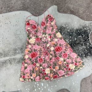 Pink Floral For Love & Lemons Mini Dress (S)